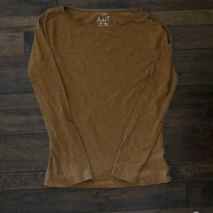 J Crew Dark Mustard Long Sleeve Cree Tee - M